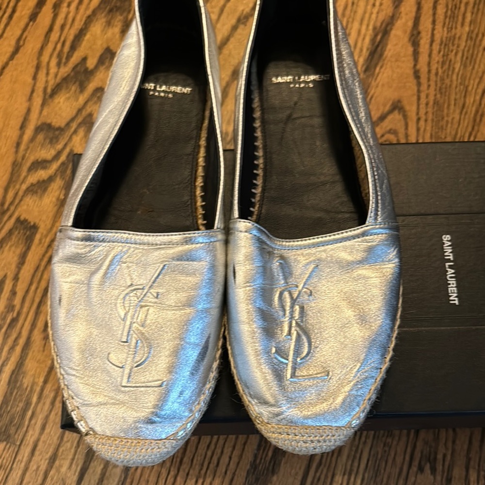 Saint Laurent Silver Espadrilles